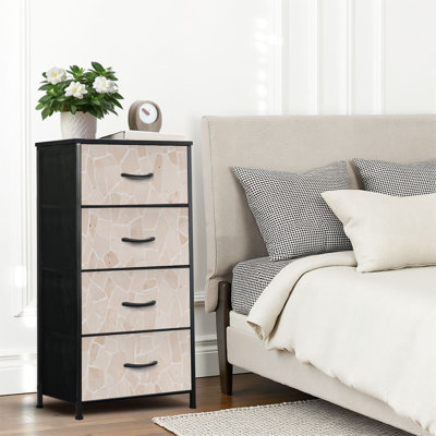 4 Drawer Dresser for Bedroom, Narrow Chest of Drawers, Wooden Top and Study Iron Frame 18"x37.5"-(WxH)