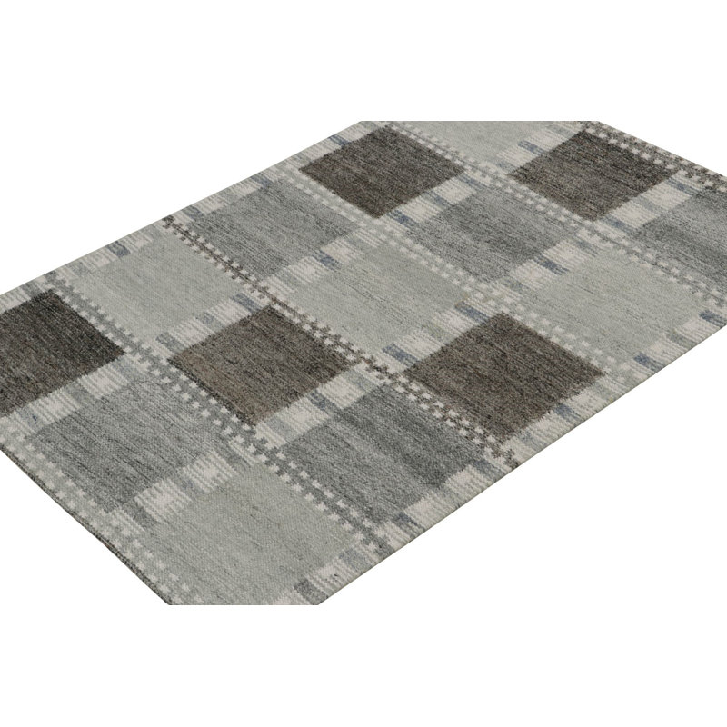 Scandinavin Wool Geometric Area Rug, Rectangle 5' x 8'