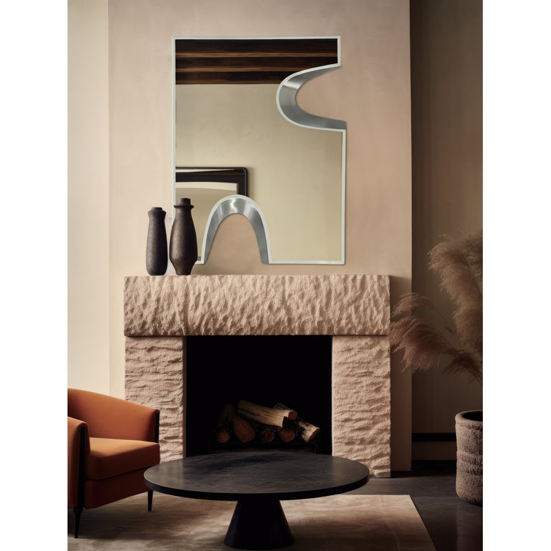 Soleil Bulow Rectangle Wall Mirror, 48" x 36", Cream/Silver