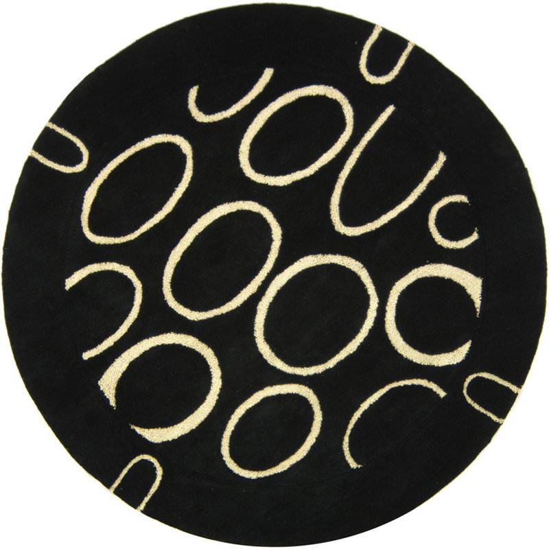 Tapis géométrique en laine et viscose touffeté à la main Jorie, Rond 6 pi