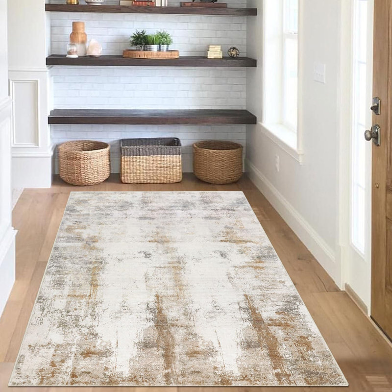 Area Rug Modern Abstract Throw Rug with Rubber Backing Washable Rugs for Bedroom Aesthetic Non Slip Kitchen Entryway Rug Low Pile Area Rug Dorm Rug
