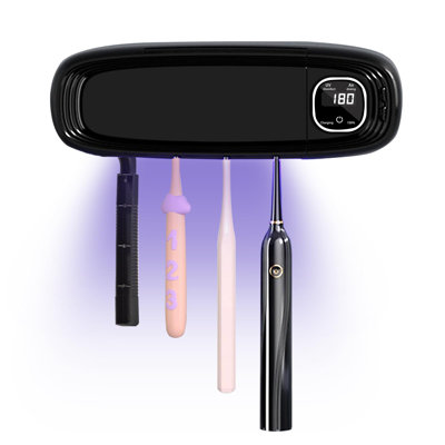 Wall Mounted Toothbrush Holders, 4 Slots UV Toothbrush Sanitizer And Holder With Air Drying 3000Mah Rechargeable Cordless UV Toothbrush Cleaner,(Black)