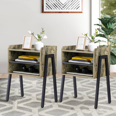 23.6" Tall Stackable Steel Nightstand Set of 2