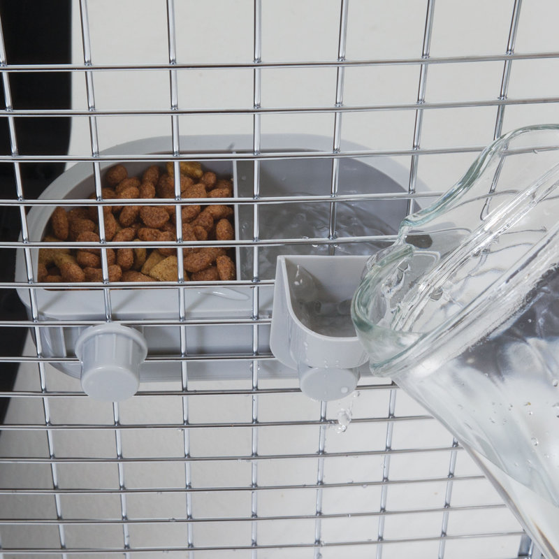 Gray Plastic Double Diner Kennel Bowl