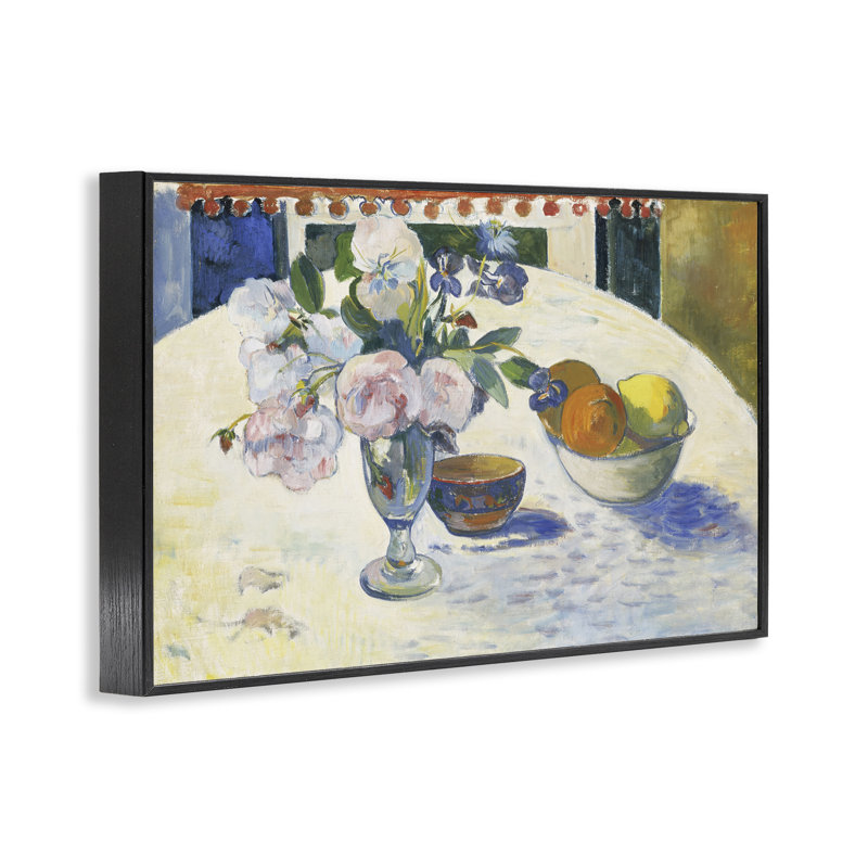 Art classique, estampe numérique de fleurs et de fruits Gauguin par one1000paintings, Giclée encadrée noir minuit