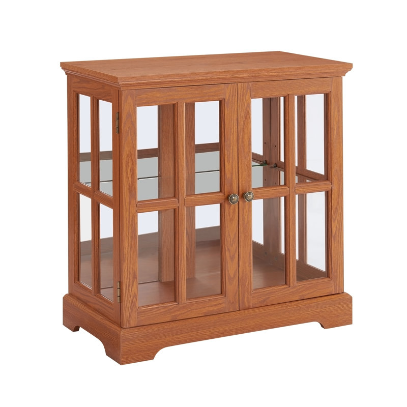 Élégante vitrine vitrée à DEL avec design rétro antique, tablettes réglables, portes en treillis pour la décoration intérieure et rangement organisé