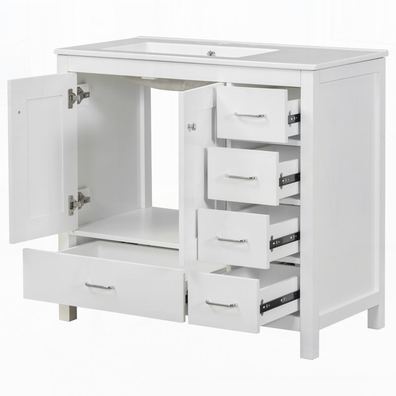 Meuble-lavabo 36 po avec lavabo en céramique, Blanc