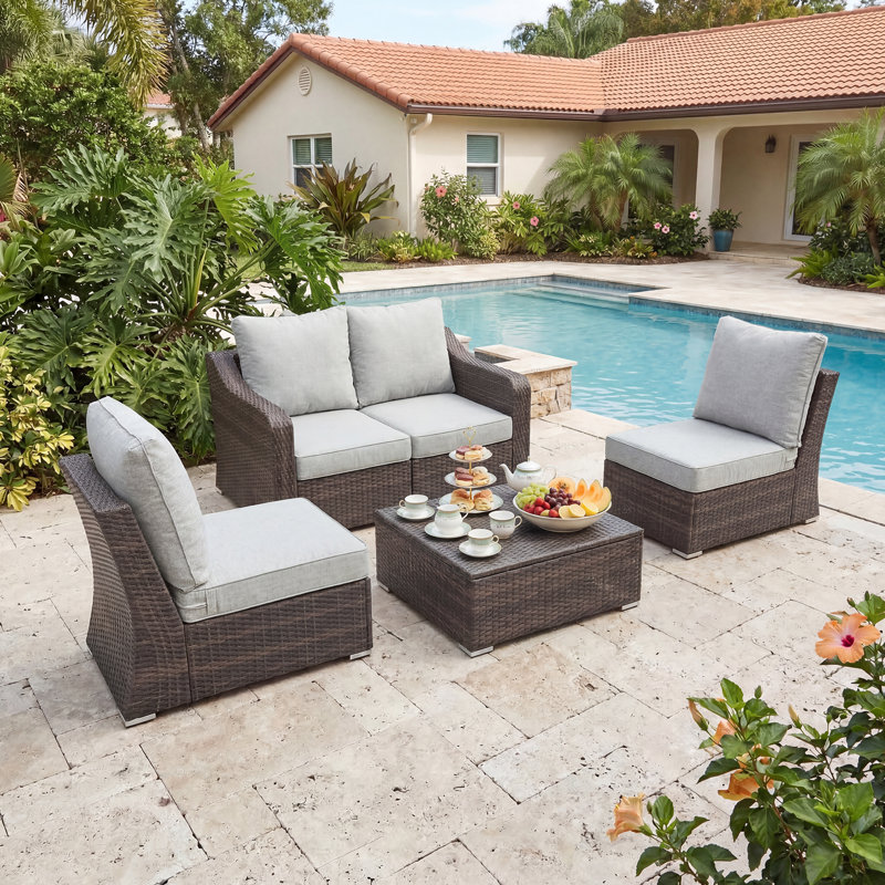  Outdoor Seat/Back Cushion, Light Gray, 22" W x 24" D