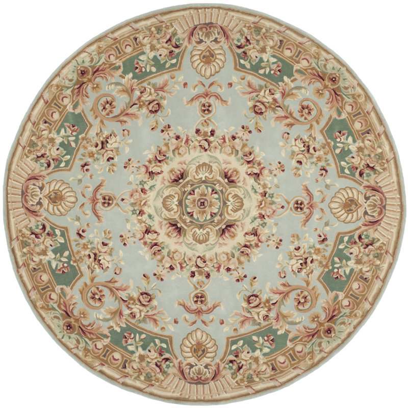 Savonnerie Hand Tufted Wool Pile Oriental Rug, Rond 8 pi