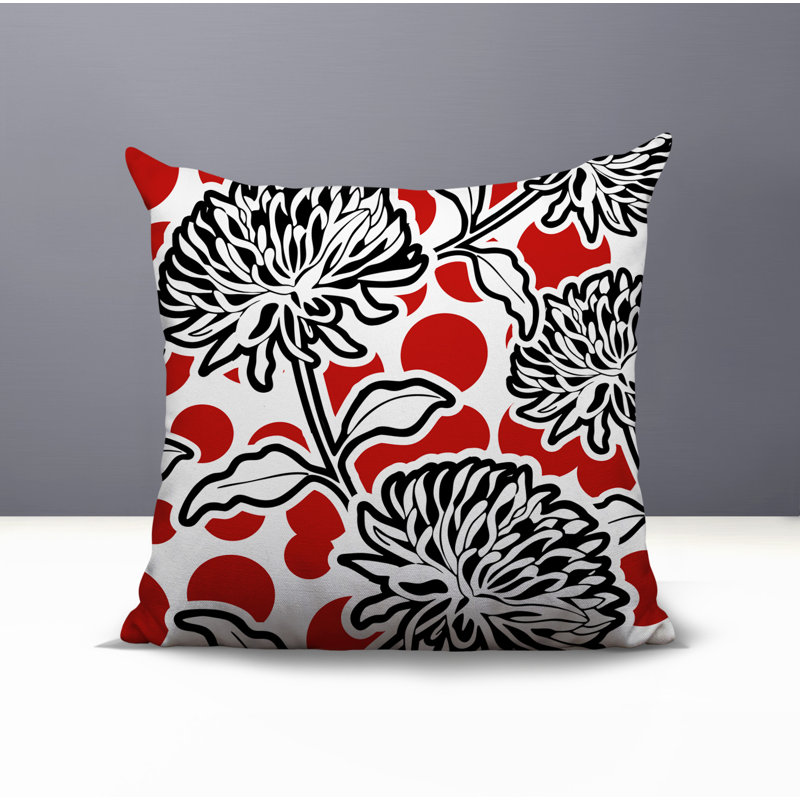 Oreiller carré réversible intérieur / extérieur Jae, Carré 19 po, Rouge