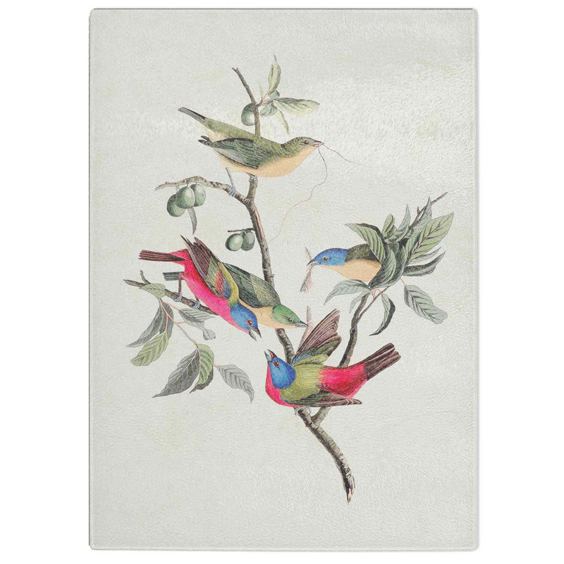 Tempered Glass Painted Finches by John James Audubon Chopping Board, 28.5 cm W x 39 cm L