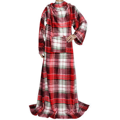 Wearable Blanket with Sleeves and Pocket, Cozy Soft Fleece Mink Micro Plush Wrap Throws Blanket Robe for Women and Men