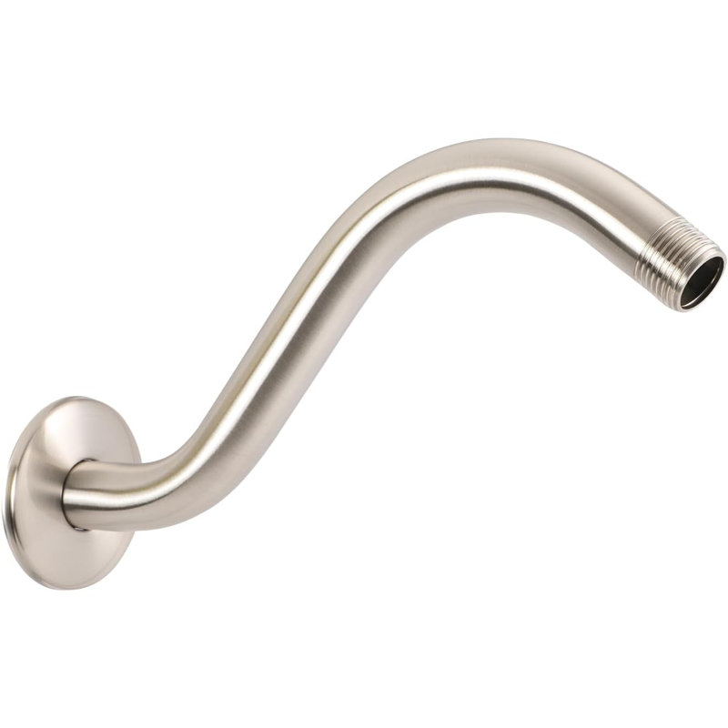 Bras de douche en forme de S avec bride 8 po en acier inoxydable avec connecteur 1/2 po, finition chromée, Chrome