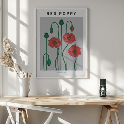 "Red Poppy" Framed Textured Wall Art