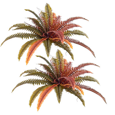 set of 2 Autumn Artificial Boston Fern Bush,  Large Artificial Ferns for Outdoors, Large Faux Ferns Artificial Plants,Suitable for Decorating Office, Living Room Faux ,28 branch