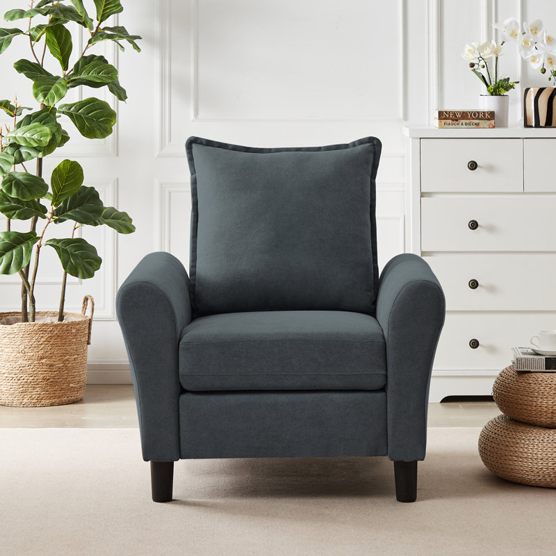 Danaysha 34.65" W Comfy Accent Armchair, Dark Gray