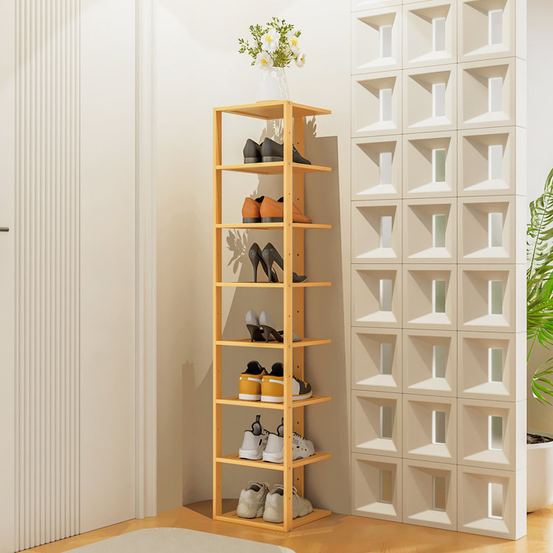 Étagère à chaussures 8 rangées en bambou, support à chaussures de rangement pour 8 paires, H 50,5 po x l 11 po x P 11 po