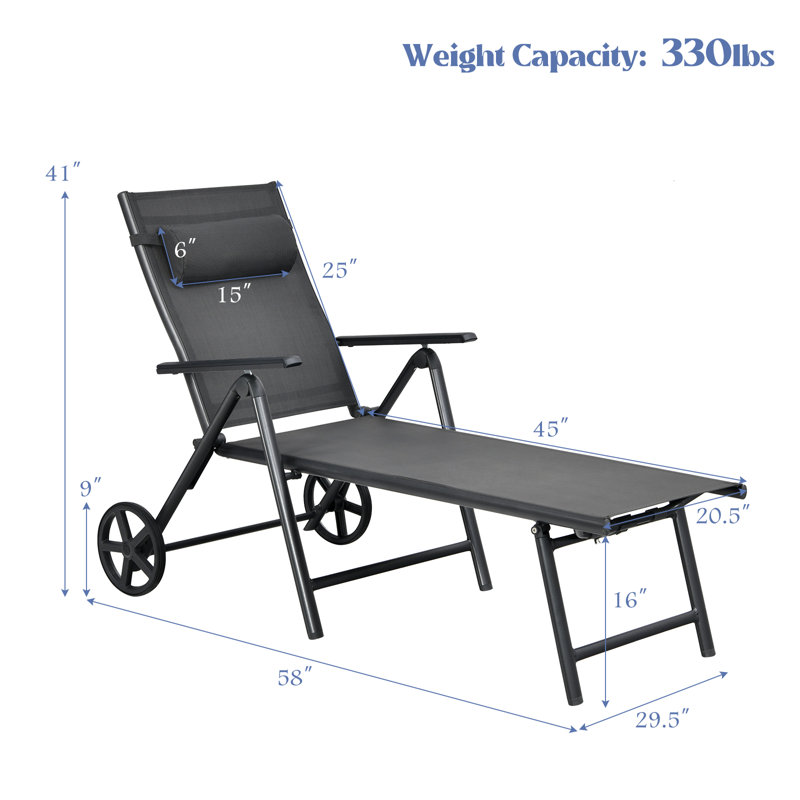 Tornillo Outdoor Metal Chaise Lounge Set, Black