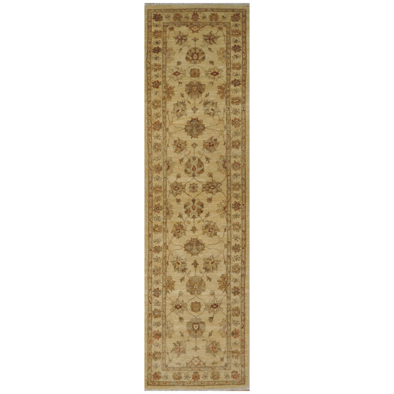 Tapis de couloir Ivoire en Tapis décoratif laine noué à la main de conception unique 2 pi 8 po x 9 pi 7 po Deeyn