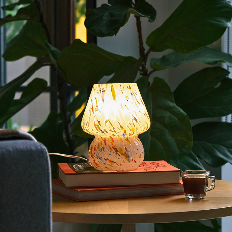 Glass Mushroom Table Lamp, Mini, Color Confetti, White/Red/Yellow, White/Red/Yellow