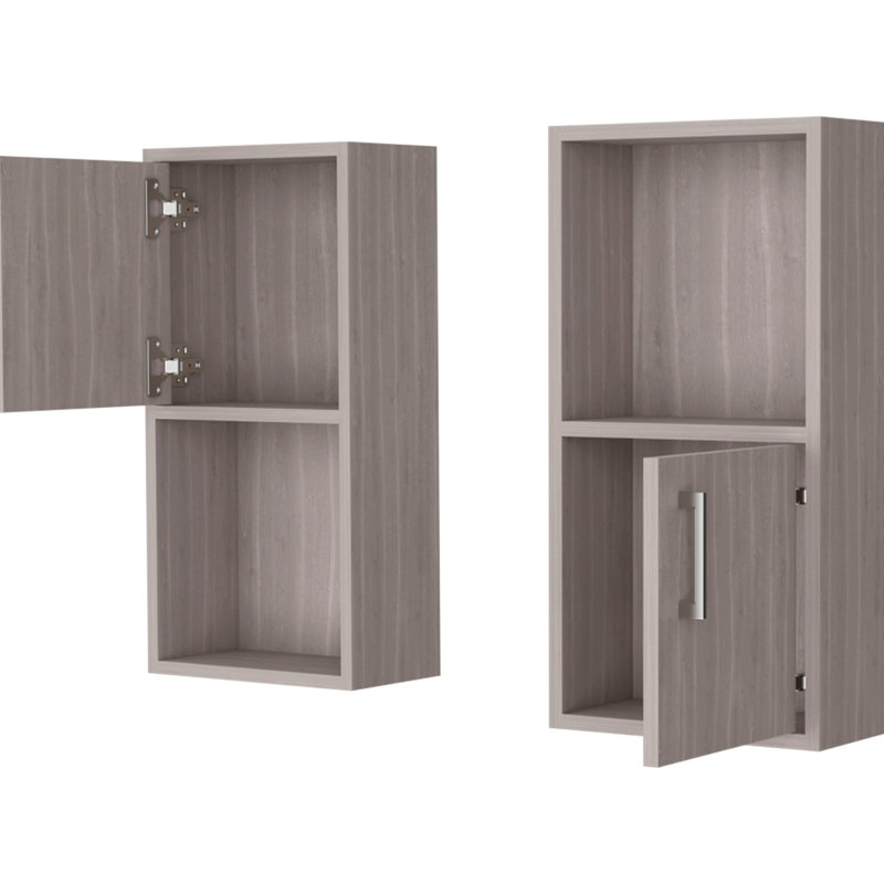 Armoire à pharmacie en chêne blanc avec 2 tablettes ouvertes, Chêne blanc
