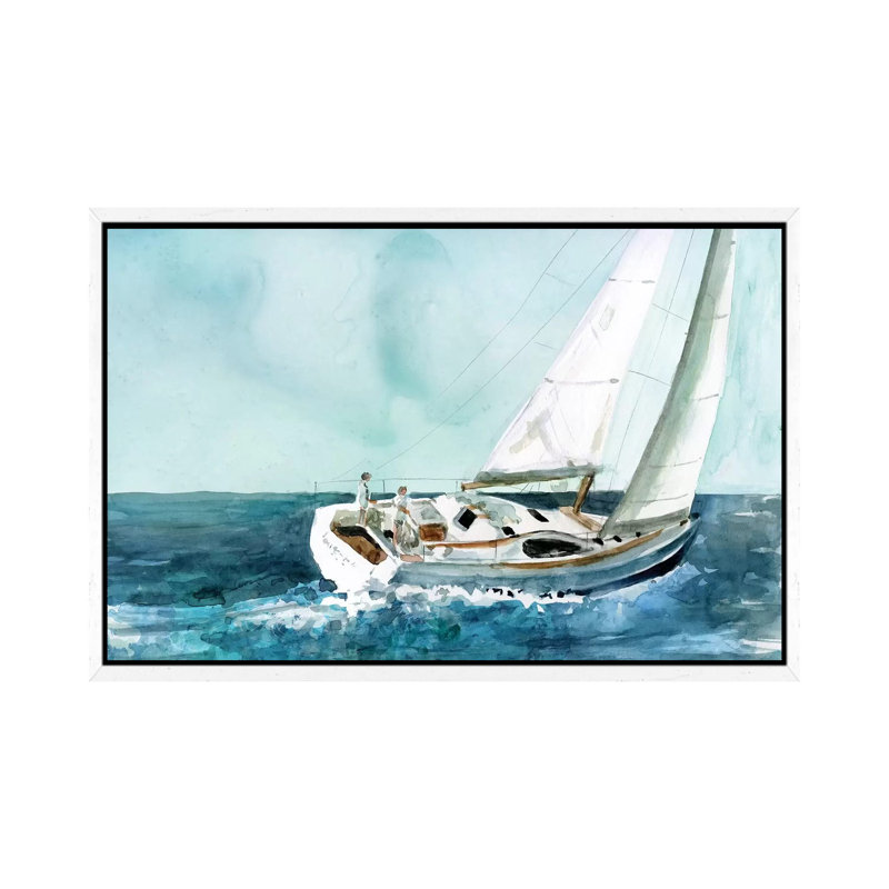 Delray Sail by Carol Robinson - Painting on Canvas, White Framed, 152.5 cm H x 101.5 cm W