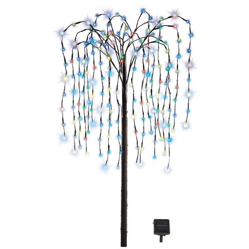 Willow Tree, arbres et branches à éclairage solaire, Bleu / vert / jaune, H 45,5 po x l 6,75 po x P 6,75 po