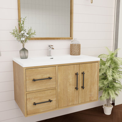 Meuble-lavabo mural 36 po avec lavabo en acrylique renforcé Victoria