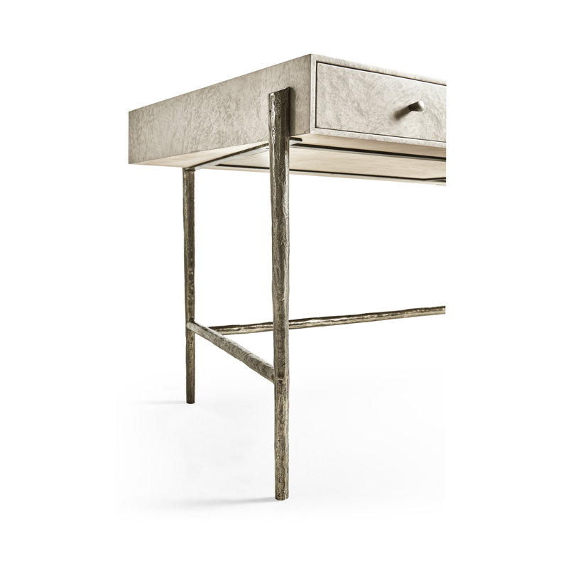 Water Solid Wood Top Metal Base Writing Desk