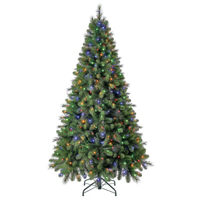 Home Heritage 7ft Prelit Artificial Cascade Pine Christmas Tree w Rotating Stand