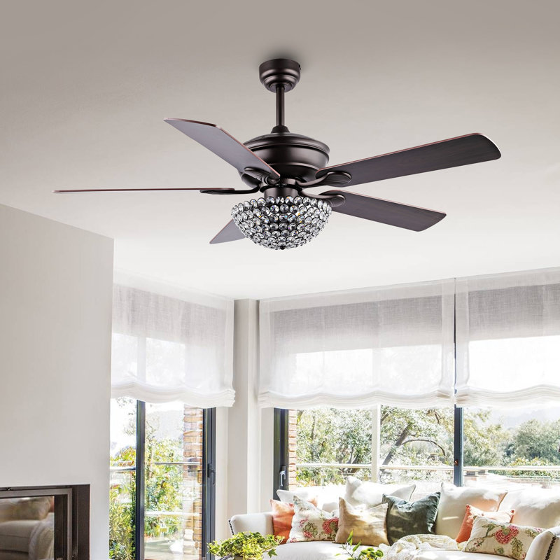 Ventilateur de plafond standard avec télécommande Fransje, Rouge noyer / brun café