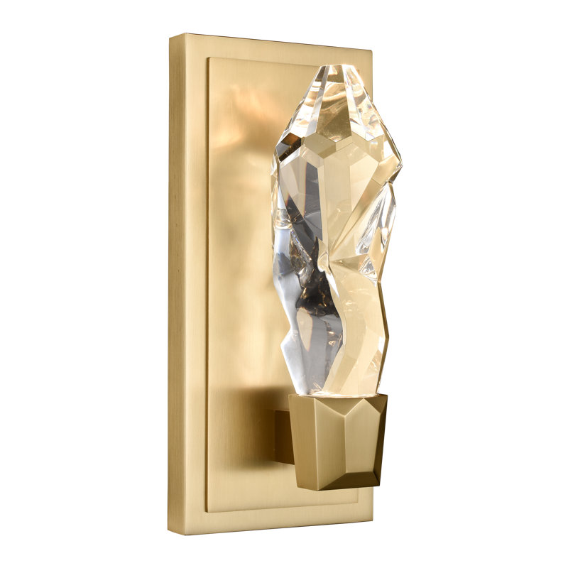 Angelus Steel LED Armed Sconce, Aged Brass