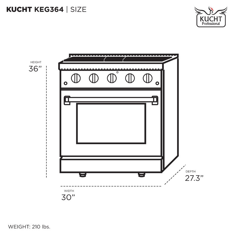 Kucht 30'' W Free Standing Range, Natural Gas