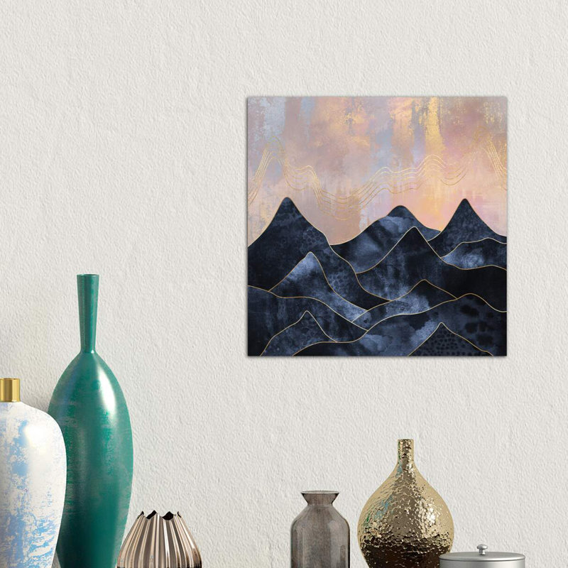 Mountainscape - Print on Canvas, 45.72 cm H x 45.72 cm W, Black Framed