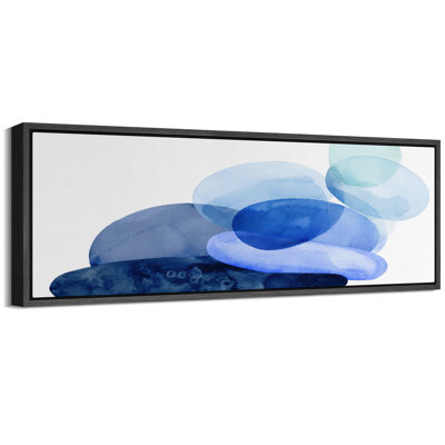 «Blue Watercolor Abstract Pebble Art», images de chambre à coucher, impression sur toile encadrée, 3 pièces