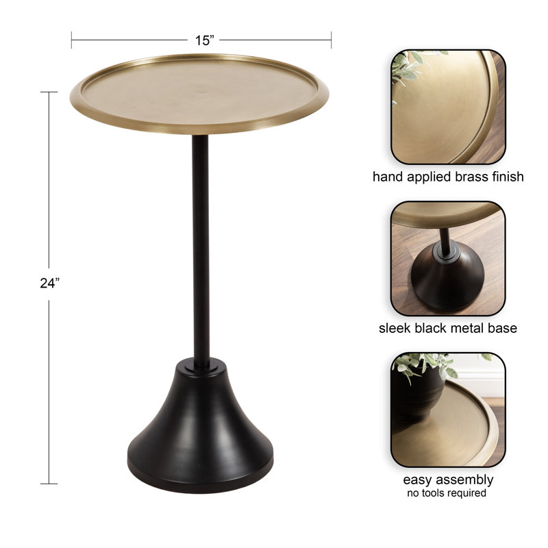 Table de bout Deanna, H 24 po x l 15 po x P 15 po, Base noire / plateau doré
