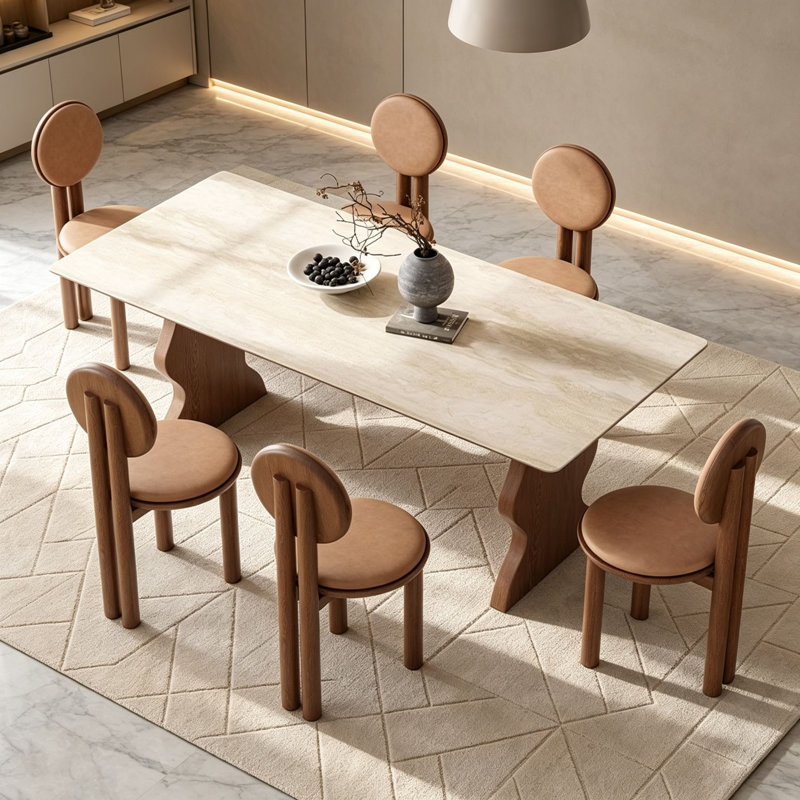 Table en pierre frittée French French, H 29,5 po x l 70,9 po x P 35,4 po