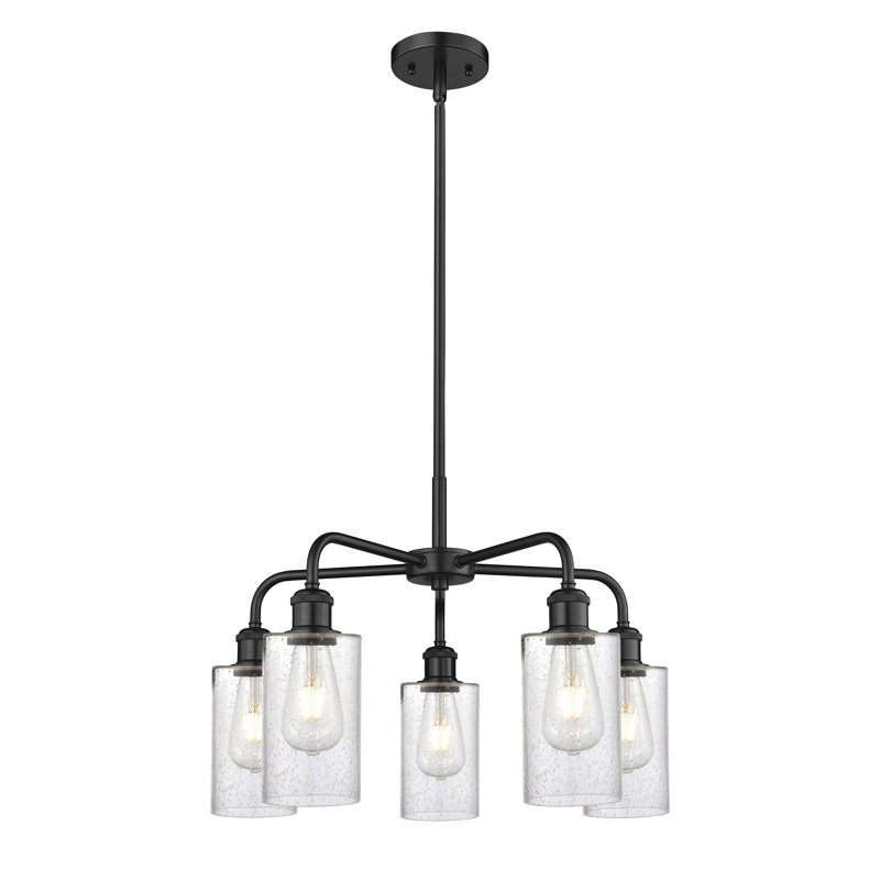 Lustre cylindrique à 5 lumières Ervine, Noir mat