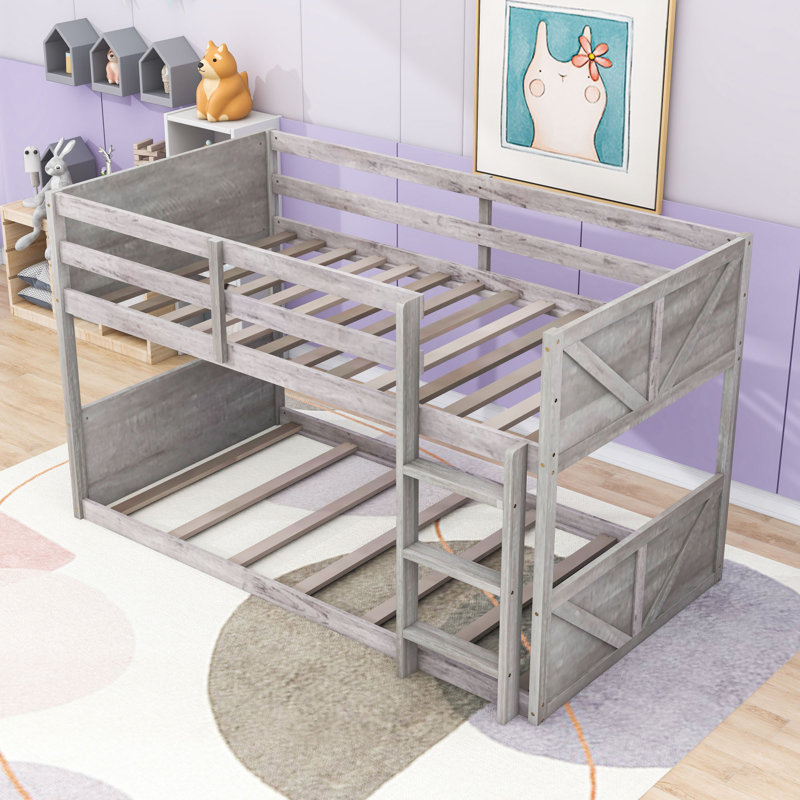 Twin Over Twin Wood Bunk Bed, Antique White