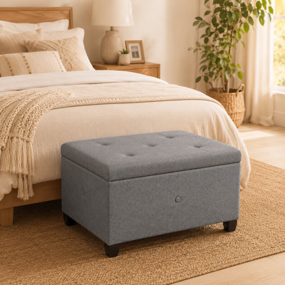 Pouf de rangement rembourré en polyester de 72,4 cm (28,5 po) avec rangement dissimulé pour salon