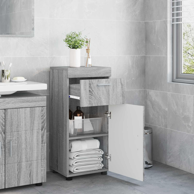  Bathroom Cabinet 37 X 31.5 X 82 Cm Engineered Wood, Grey Sonoma