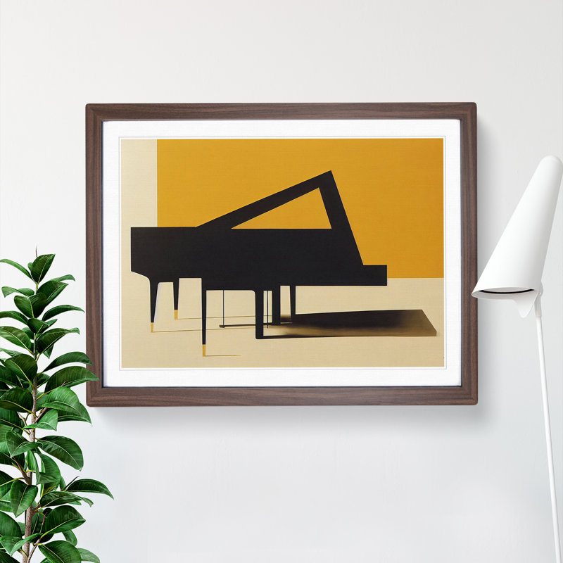 XH1022-6154X Modern Piano Abstract 1 Piece Single Picture Frame Wall Art, 25cm H x 34cm W x 2cm D, Walnut