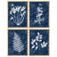 «Botanical Silhouette Blue and White Modern Artwork Minimalist Wall Art Decor», 4 pièces-101519975-101519977