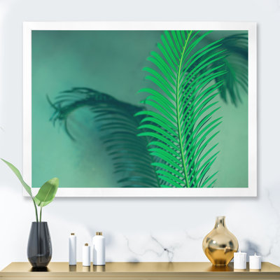 " Bright Green Leaves Of Palm Tree On Dark Green " Painting Print