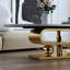 Table basse contemporaine en faux marbre avec base en acier inoxydable