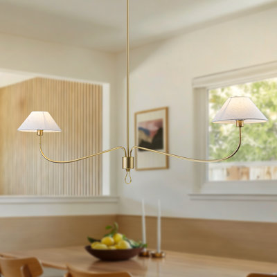 Grand lustre linéaire moderne en tissu à 2 lumières à intensité variable Modern Minimalist