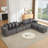 137.5" U Shaped Sofa , USB & Wireless Charge, Coffee Table Board With a Cup Holder, Oversize Movable Modular Sofa,Movable Footstool,No Assembly,6 Seats,Corduroy