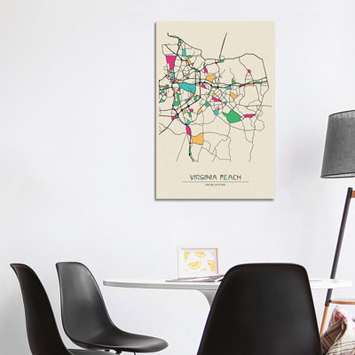 «Virginia Beach, Virginia Map» par - Toile tendue