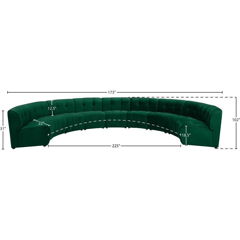 Jedson Velvet Sectional Symmetrical, Green Velvet
