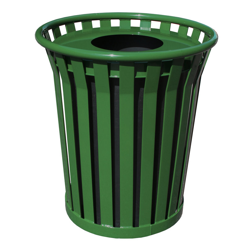 Poubelle à balançoire 36 gallons receptacle Wydman, Argent, Sommet plat